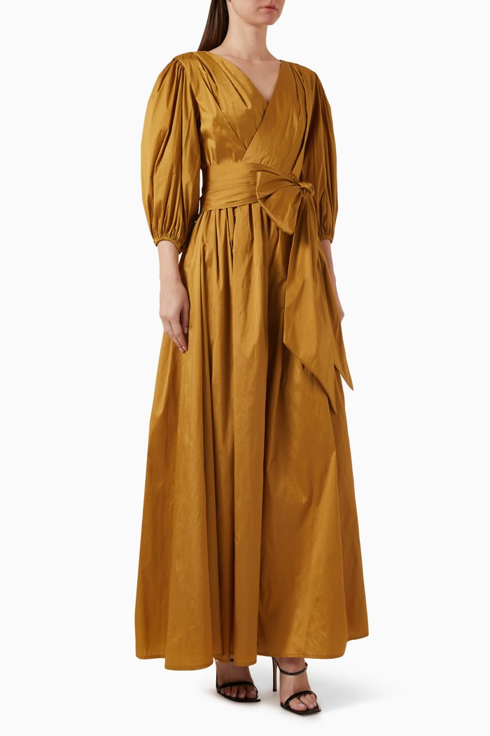 

Puff-sleeve Maxi Dress, Gold
