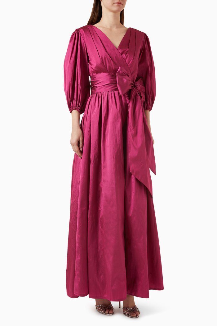 

Puff-sleeve Maxi Dress, Pink