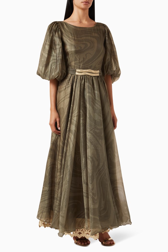Layered Maxi Dress, Green