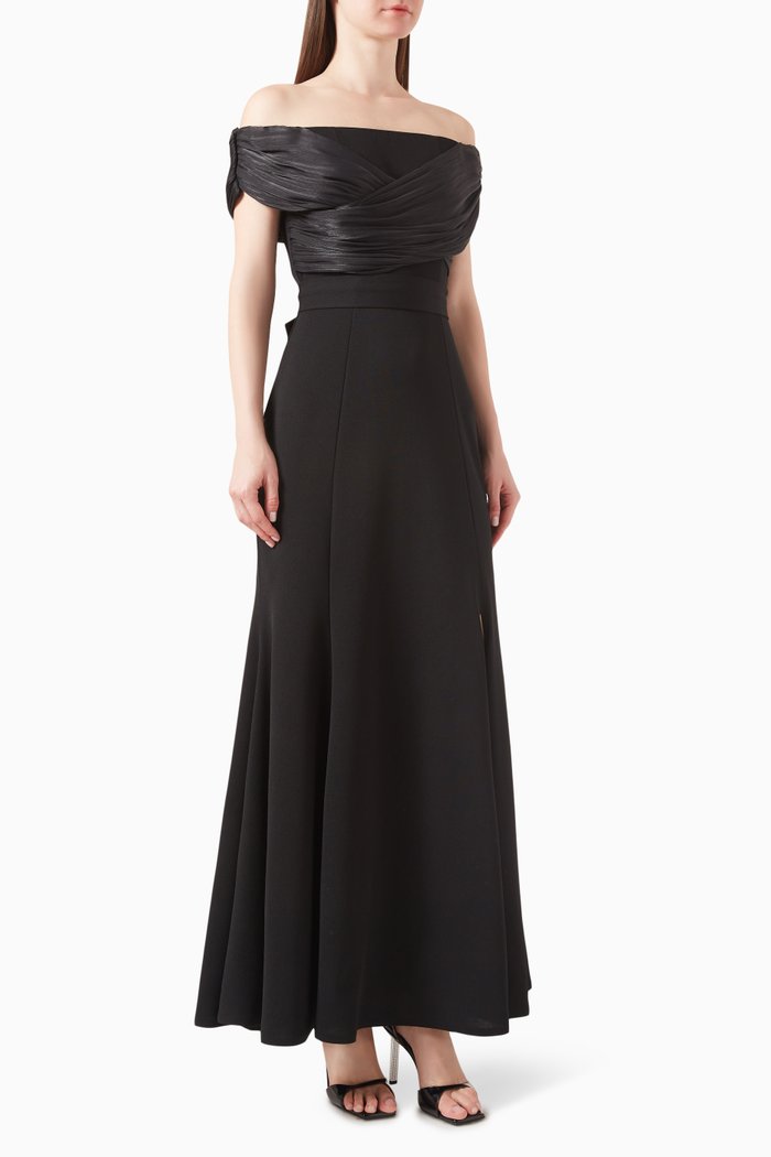 

Draped Maxi Dress, Black
