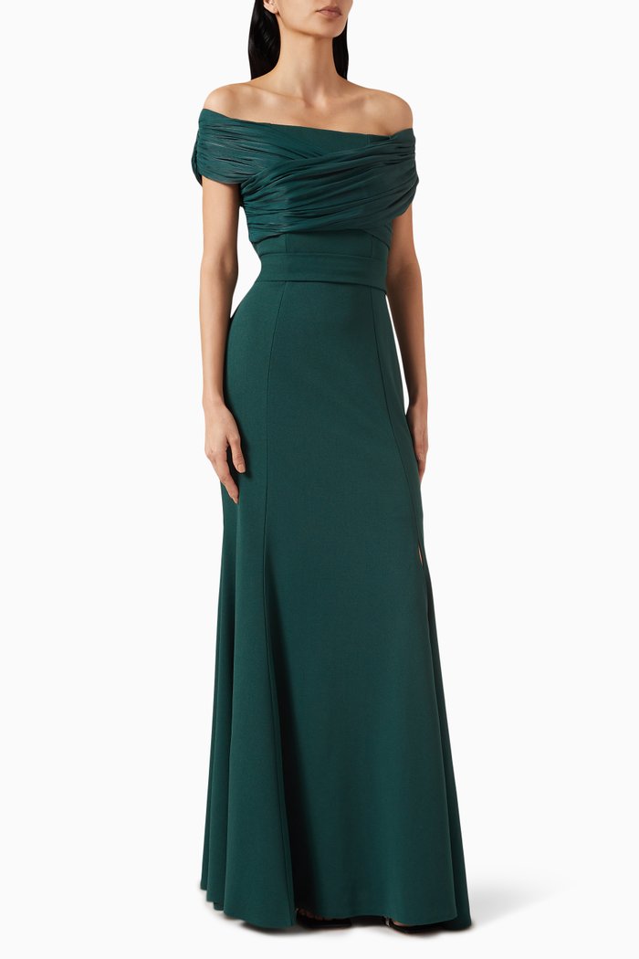

Draped Midi Dress, Green