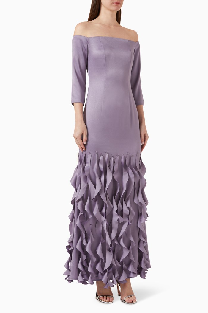 

Tassel Maxi Dress in Candy Crepe, Purple