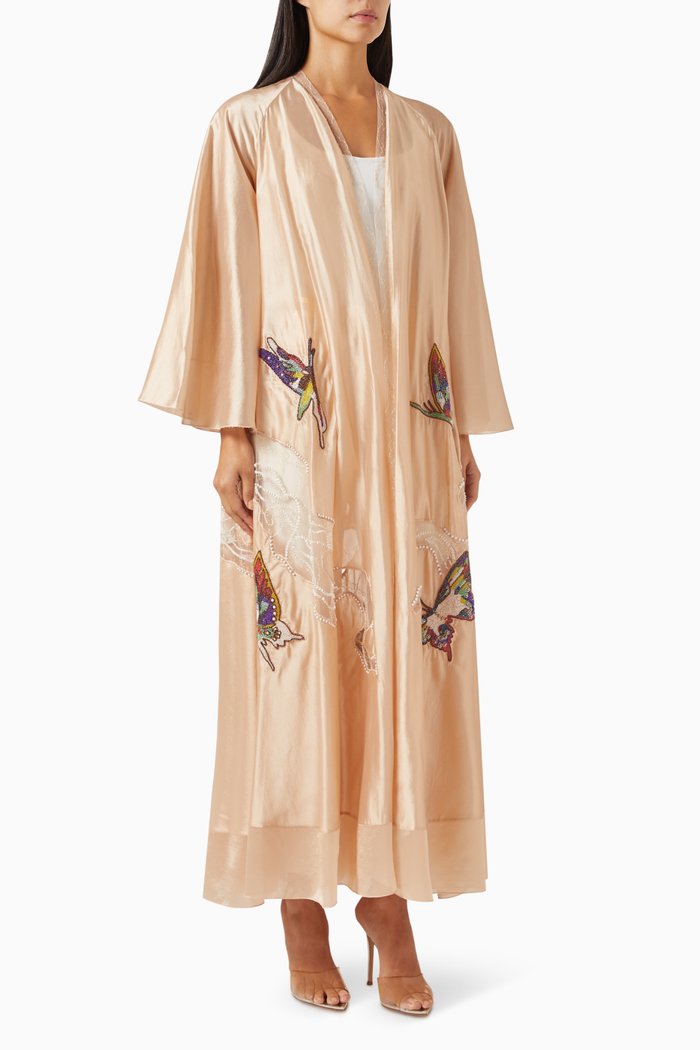 

Butterfly Sequin-embellished Abaya, Pink