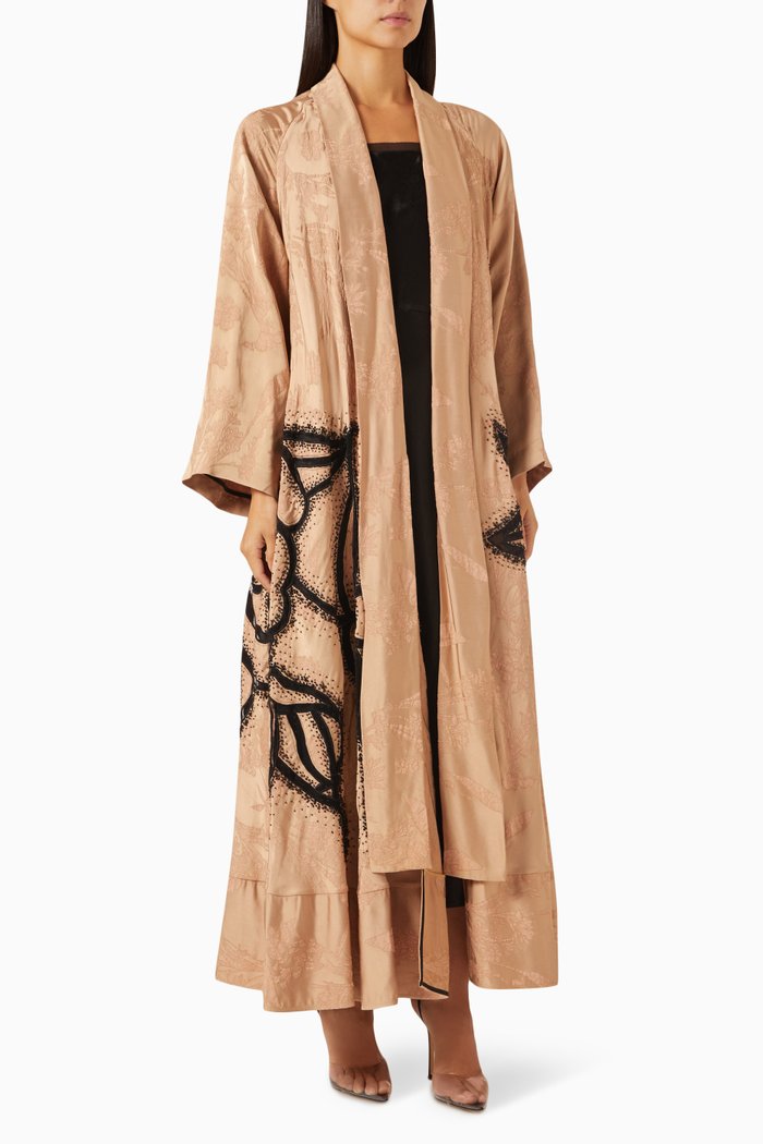 

Butterfly Sequin-embellished Abaya, Brown