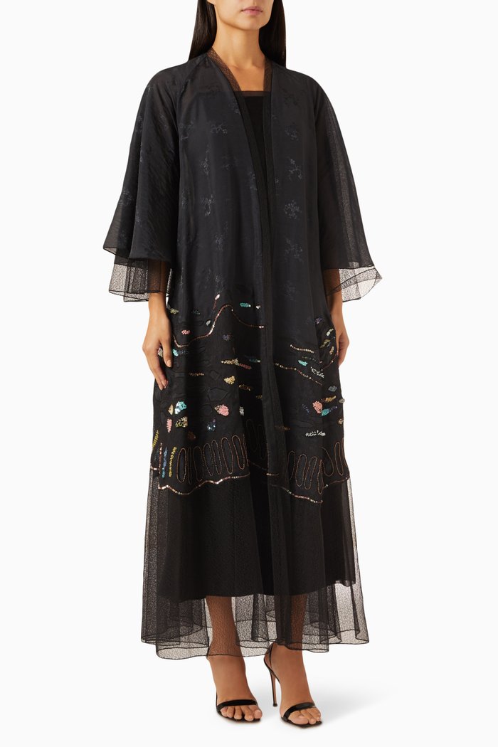 

Sequin-embellished Abaya, Black