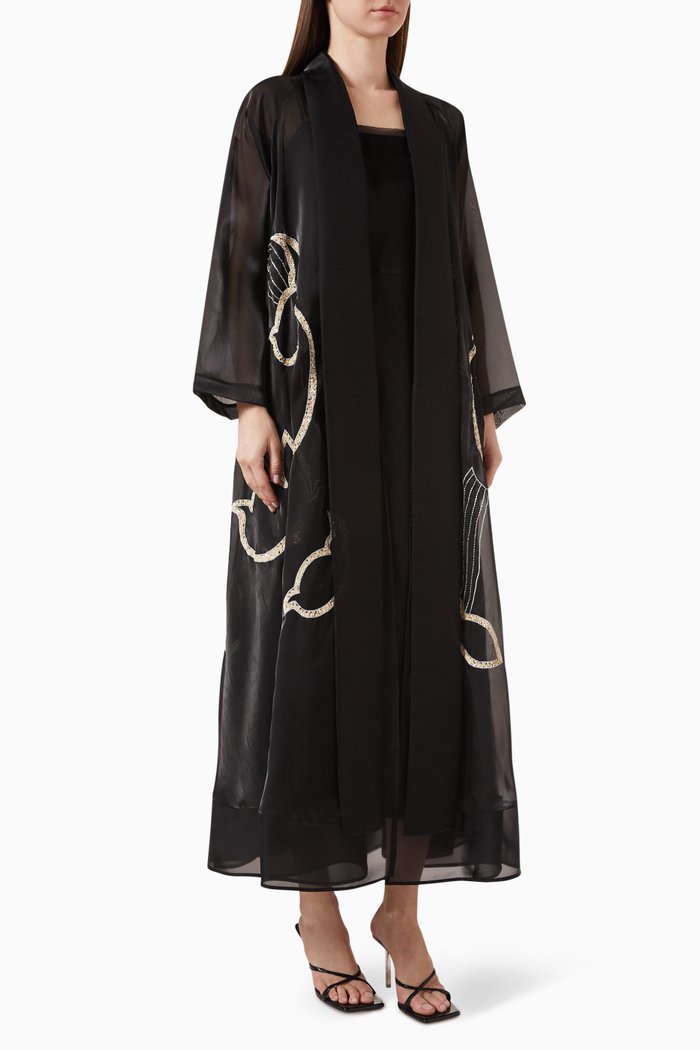 

Sequin-embellished Abaya, Black