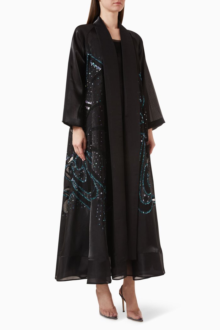 

Sequin-embellished Abaya, Black