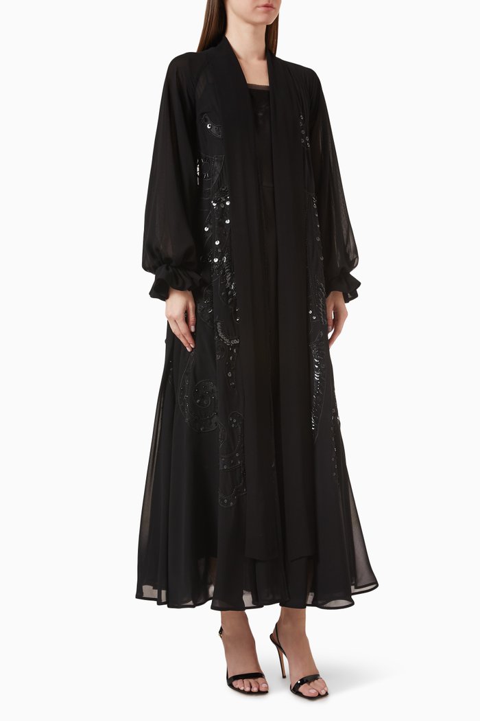 

Sequin-embellished Abaya, Black