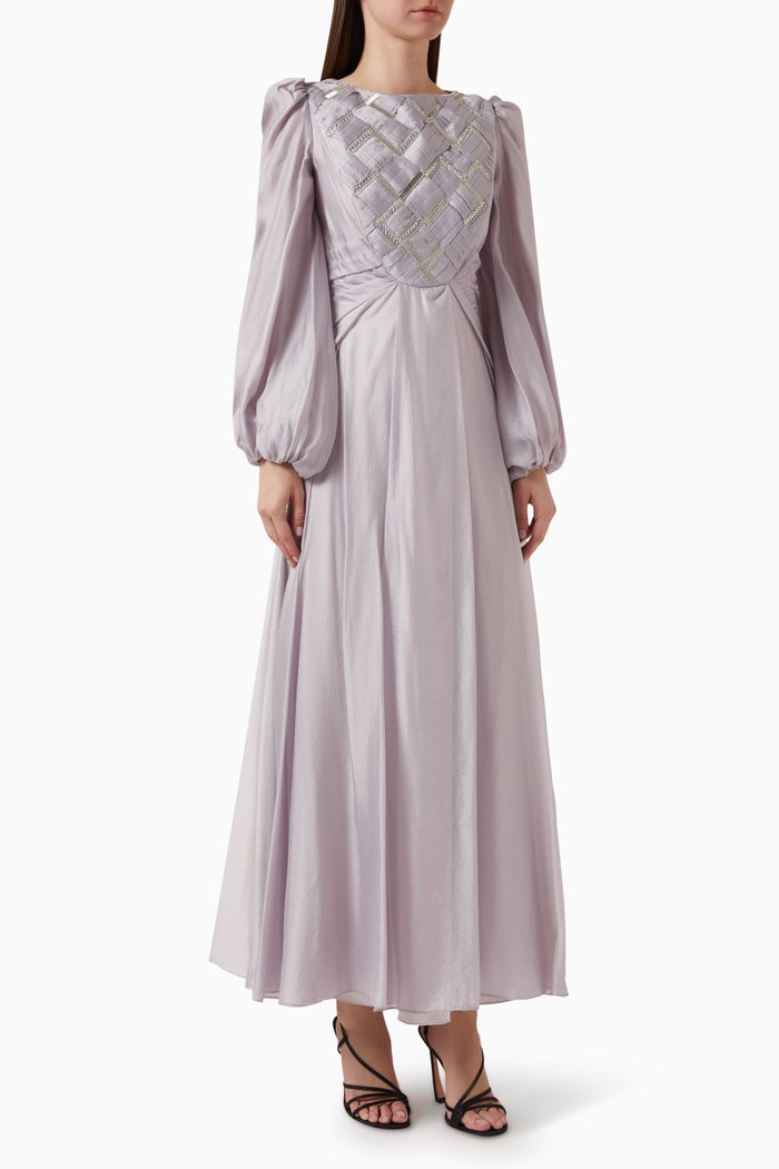 

Enora Embroidered Gown in Crêpe, Purple