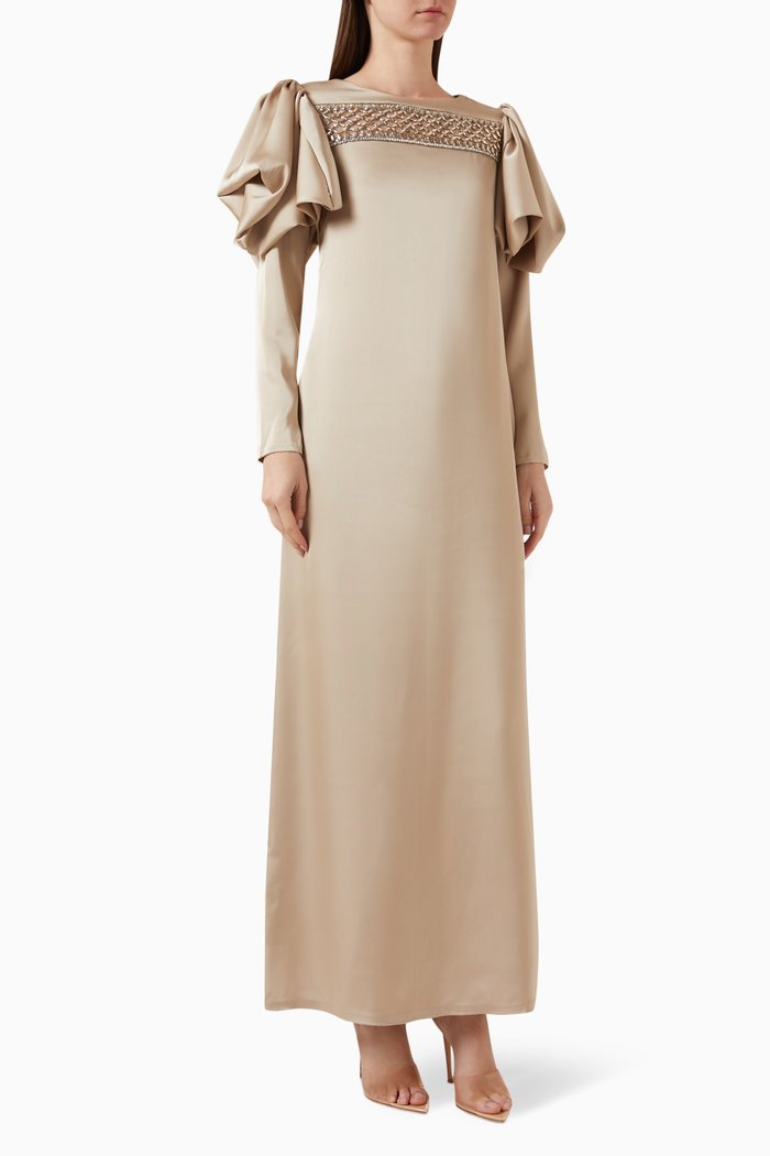 

Ivelle Crystal-embroidered Maxi Dress, Neutral