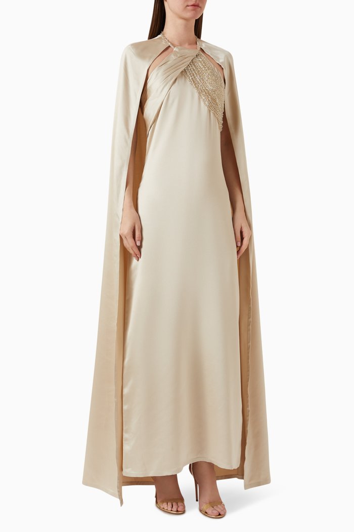 

Meira Crystal Maxi Dress, Neutral