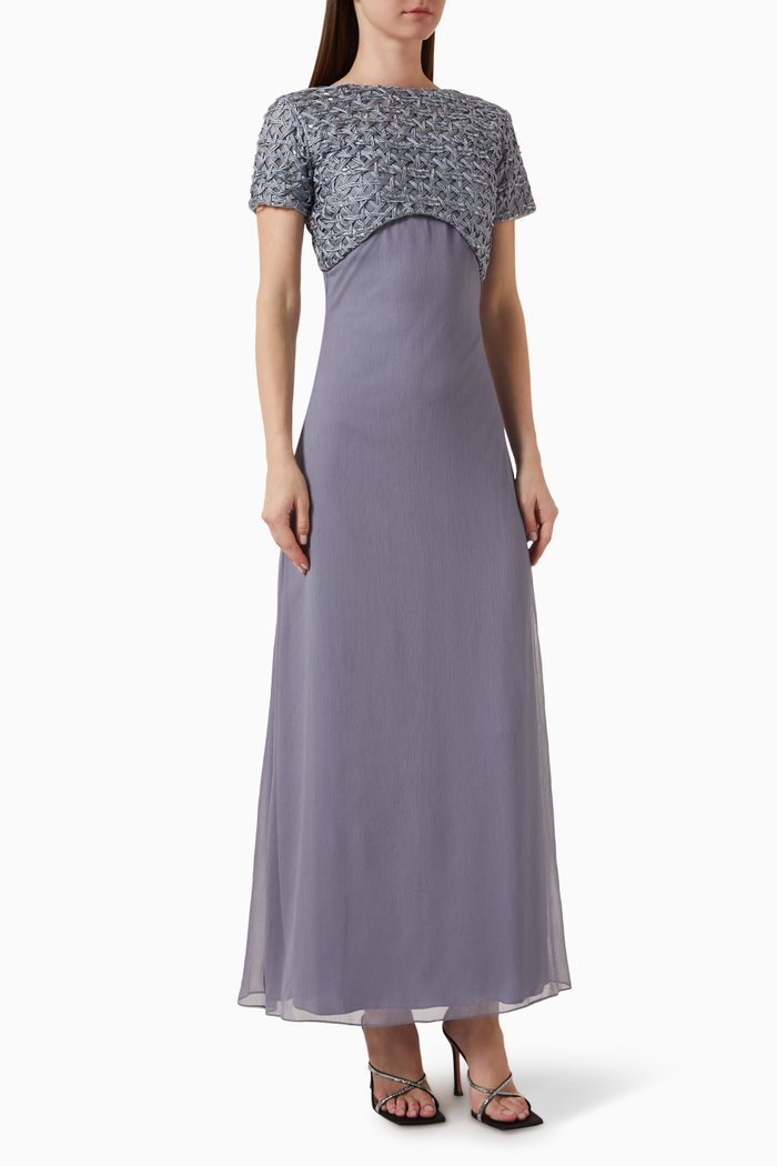 

Twyla Embroidered Gown in Crêpe, Purple