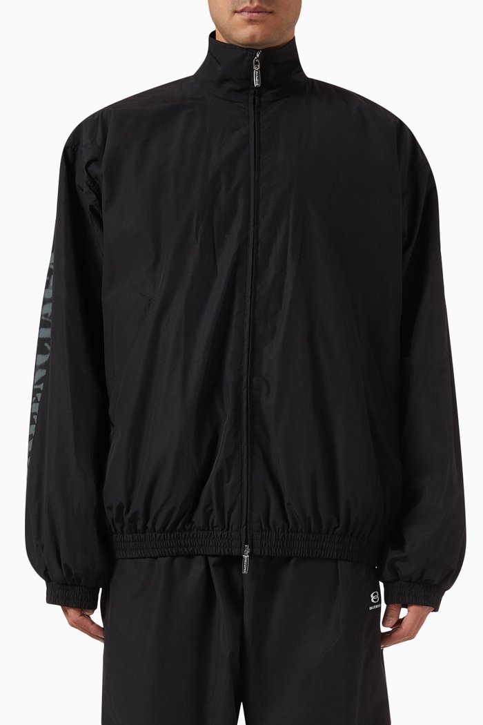 

Stencil Type Tracksuit Jacket in Techno-poplin, Black