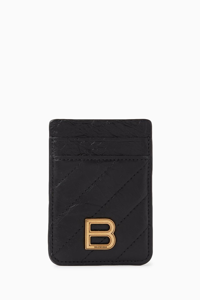 

Magnet Card Holder in Crushed Leather, Black