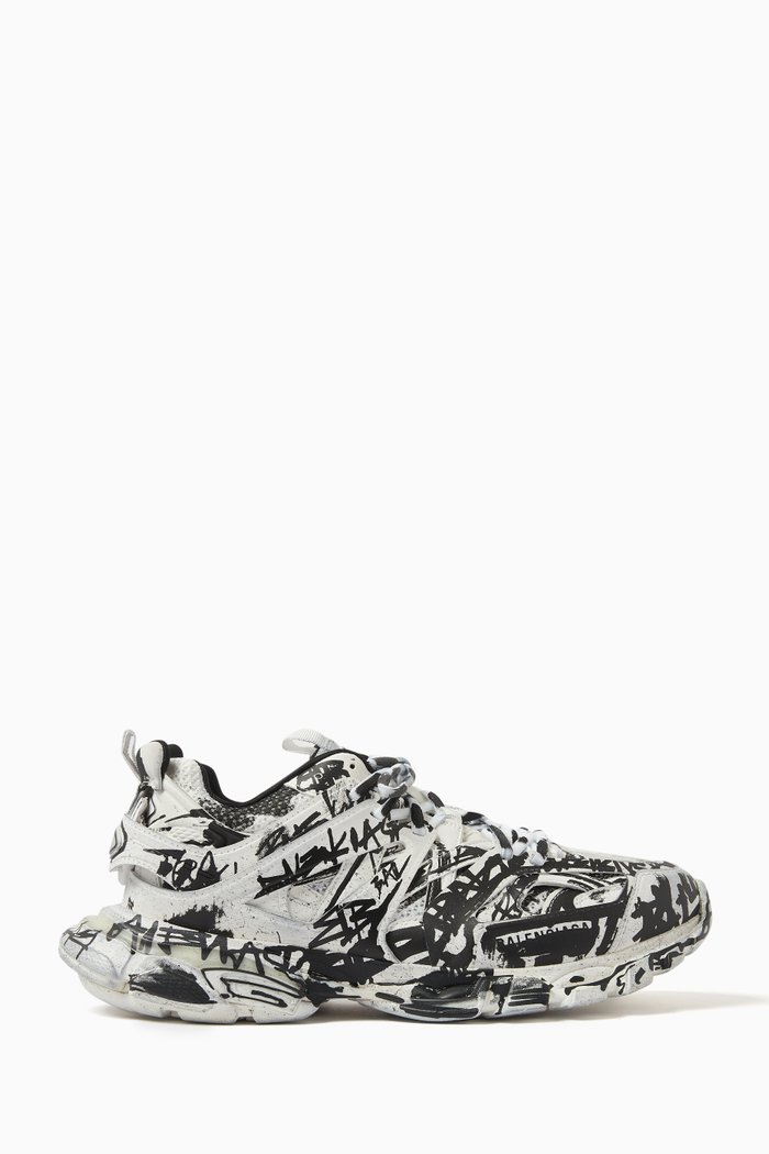 

Track Graffiti Sneakers in Mesh & Nylon, White