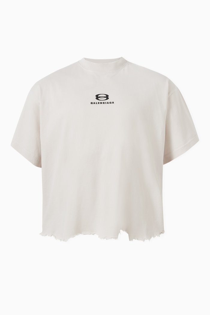 

Unisex Unity Sports Icon Large Fit Cropped T-shirt in Vintage-jersey, White