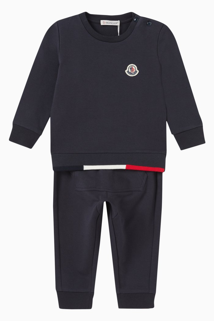 

Logo Patch Sweatsuit Set in Cotton Jersey, Blue