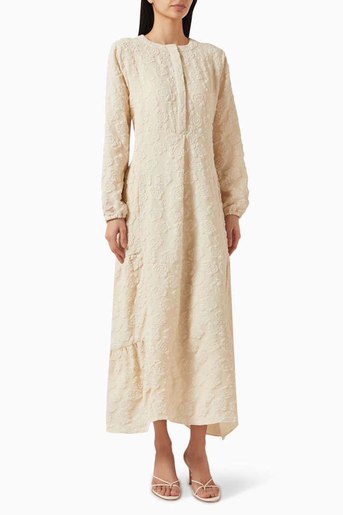 

Raha Embroidered Kaftan, Neutral