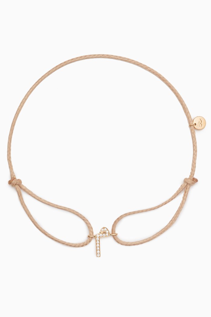 

Diamond Arabic Initial Thread Bracelet - Letter "M" in 18kt Yellow Gold, Neutral