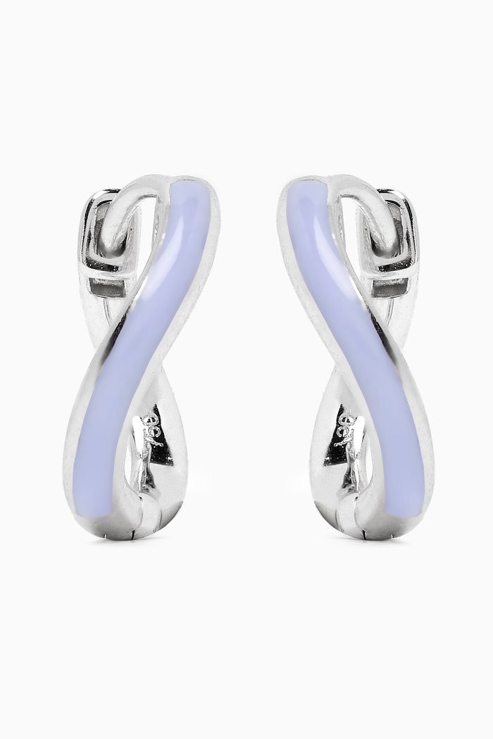 

Mini Infinity Hoops in 18k White Gold, Blue