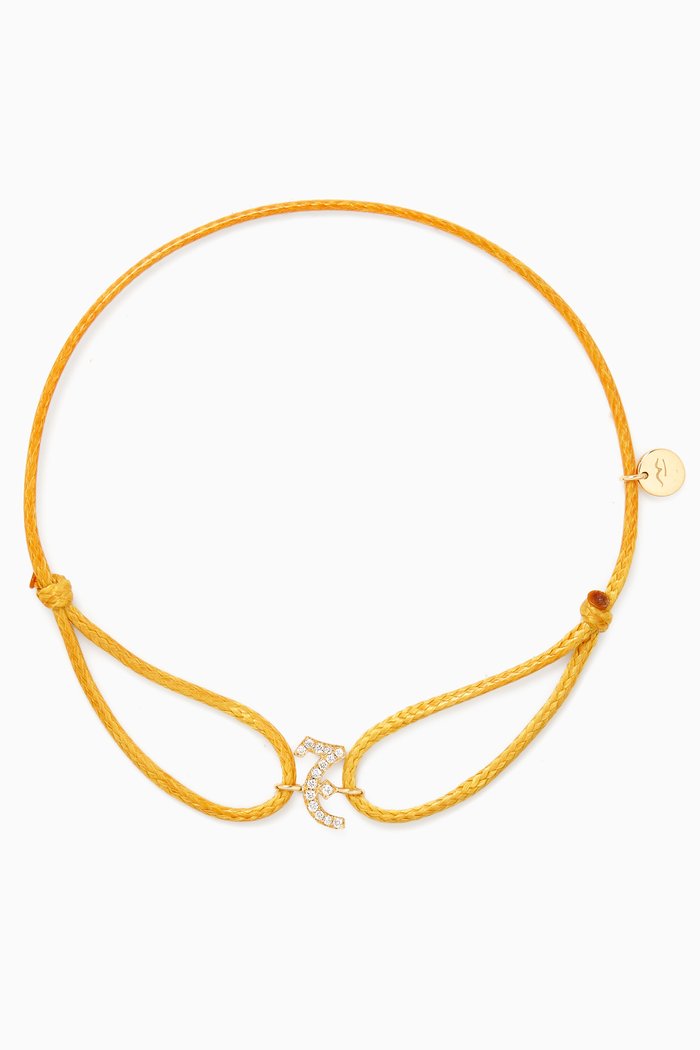 

Diamond Arabic Initial Thread Bracelet, Letter 'J' in 18kt Yellow Gold, Neutral