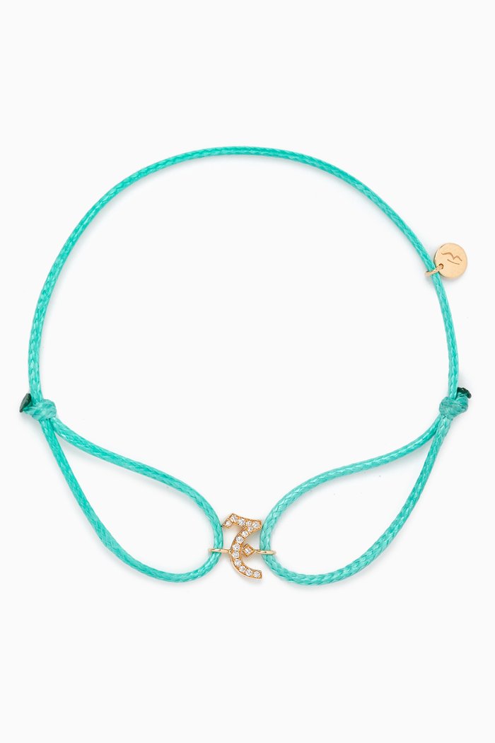 

Diamond English Initial Thread Bracelet - Letter "J" in 18kt Yellow Gold, Blue