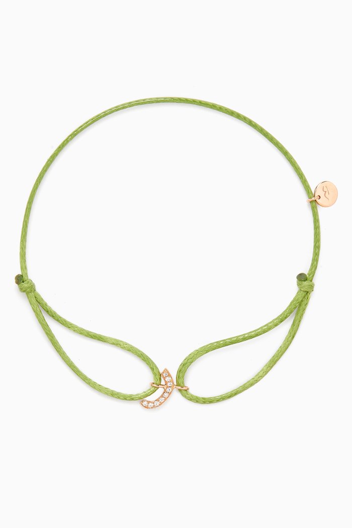 

Diamond Arabic Initial Thread Bracelet - Letter "R" in 18kt Rose Gold, Yellow