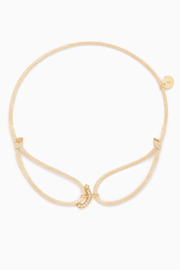 

Diamond Arabic Initial Thread Bracelet - Letter "Z" in 18kt Yellow Gold, Neutral