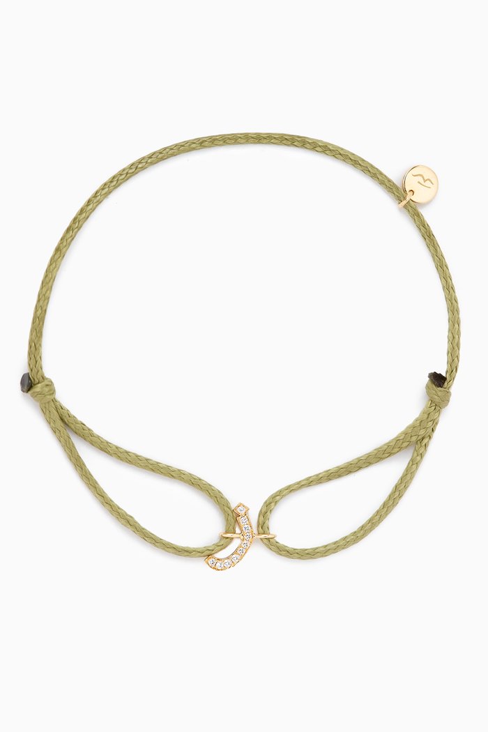 

Diamond Arabic Initial Thread Bracelet - Letter "Z" in 18kt Yellow Gold, Brown