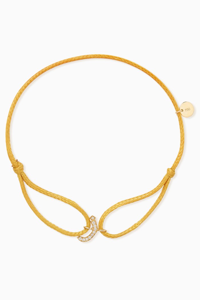 

Diamond Arabic Initial Thread Bracelet - Letter "Z" in 18kt Yellow Gold, Brown
