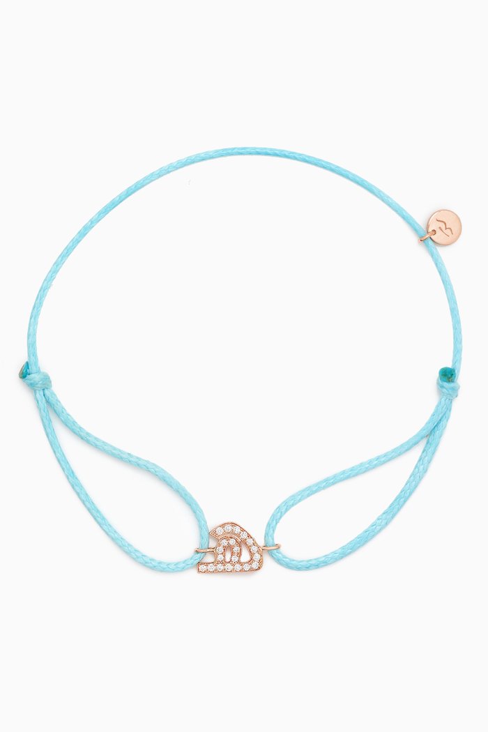 

Diamond Arabic Initial Thread Bracelet - Letter "H" in 18kt Rose Gold, Blue