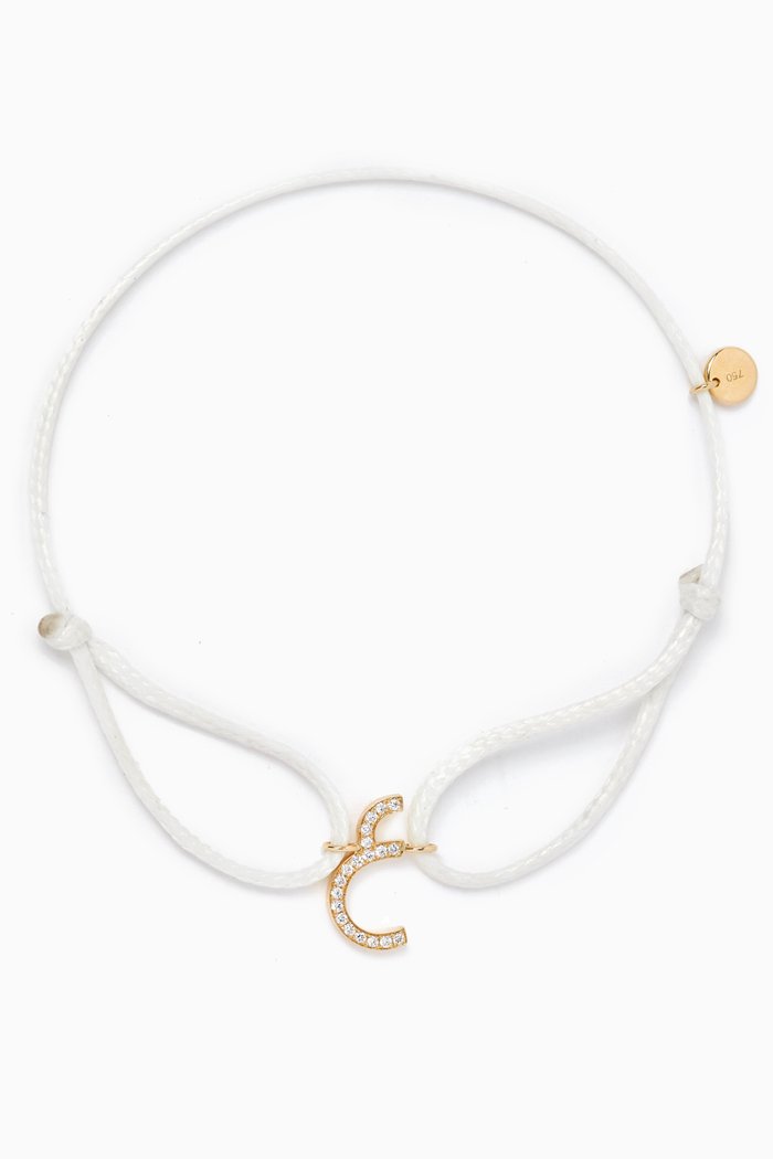 

Diamond Arabic Initial Thread Bracelet - Letter "3em" in 18kt Yellow Gold, White