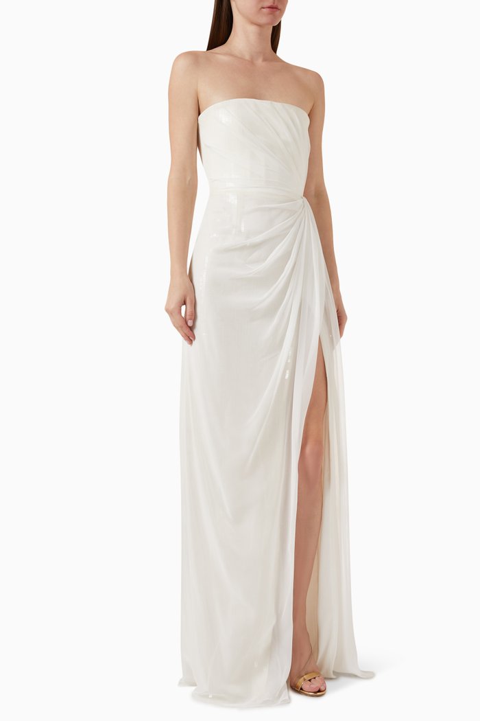 

Draped Maxi Dress in Chiffon, Neutral