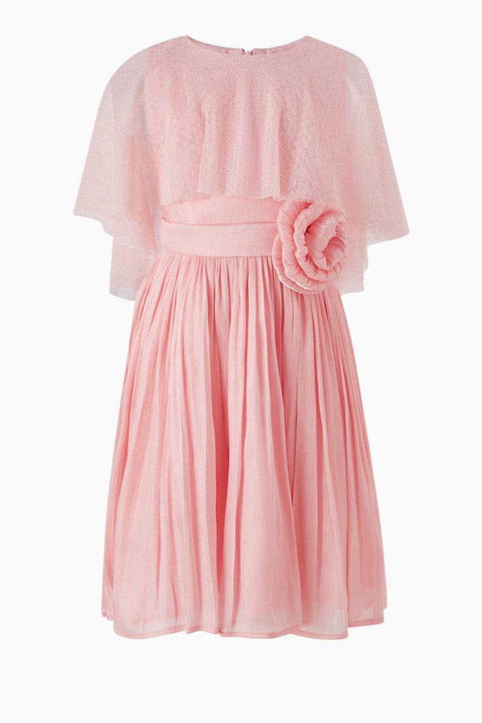 

Flower-embellished Cape Dress, Pink