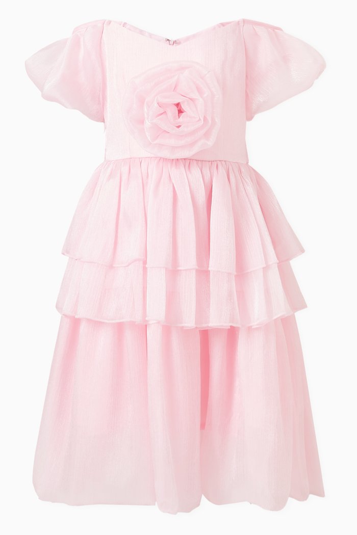 

Off-shoulder Tiered Dress, Pink