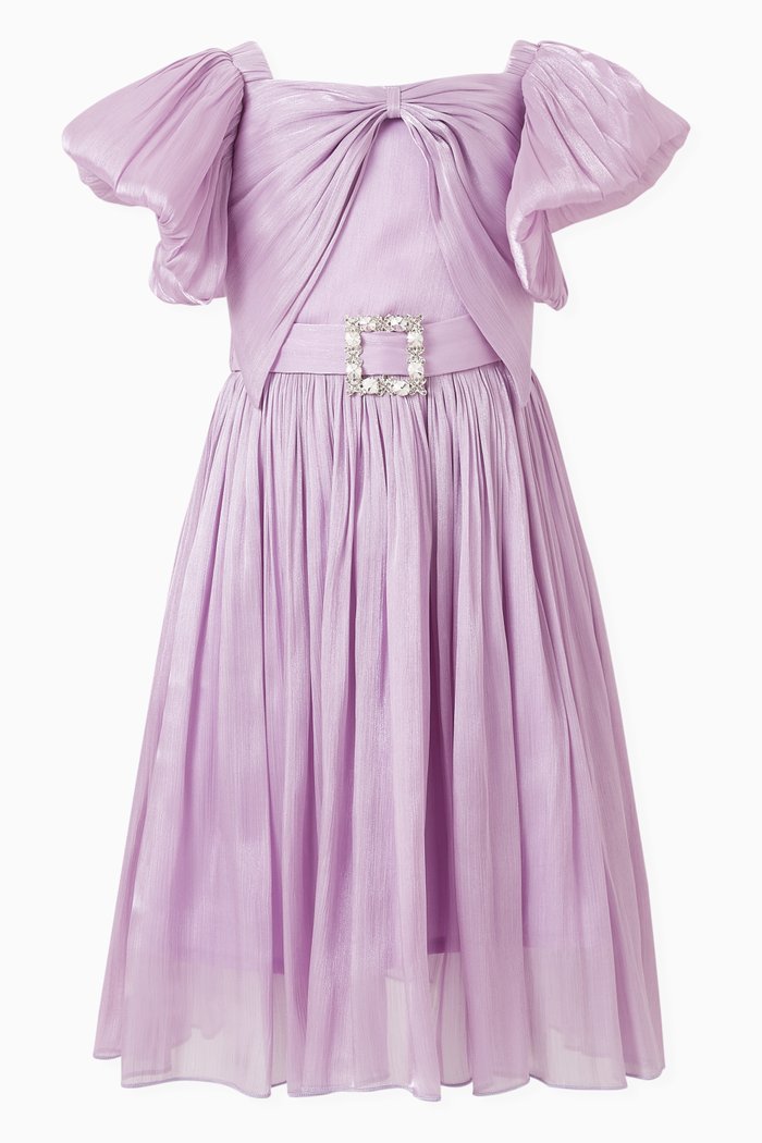 

Embellished Short-sleeve Dress, Purple