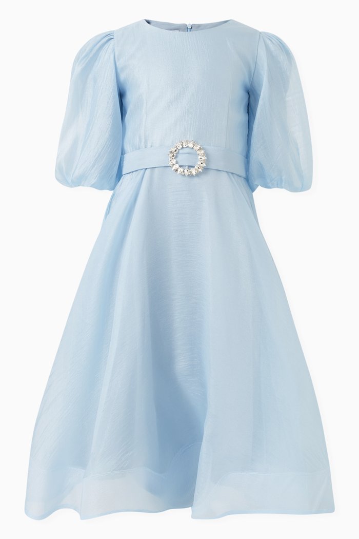 

Puff-sleeve Dress, Blue