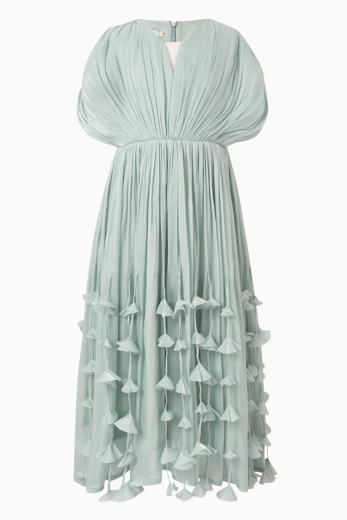 

Embellished V-neck Dress, Green