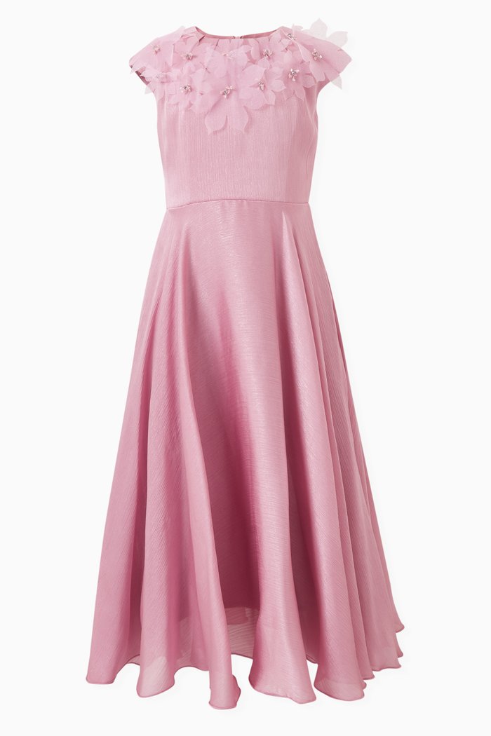 Embellished Cap-sleeve Dress, Pink