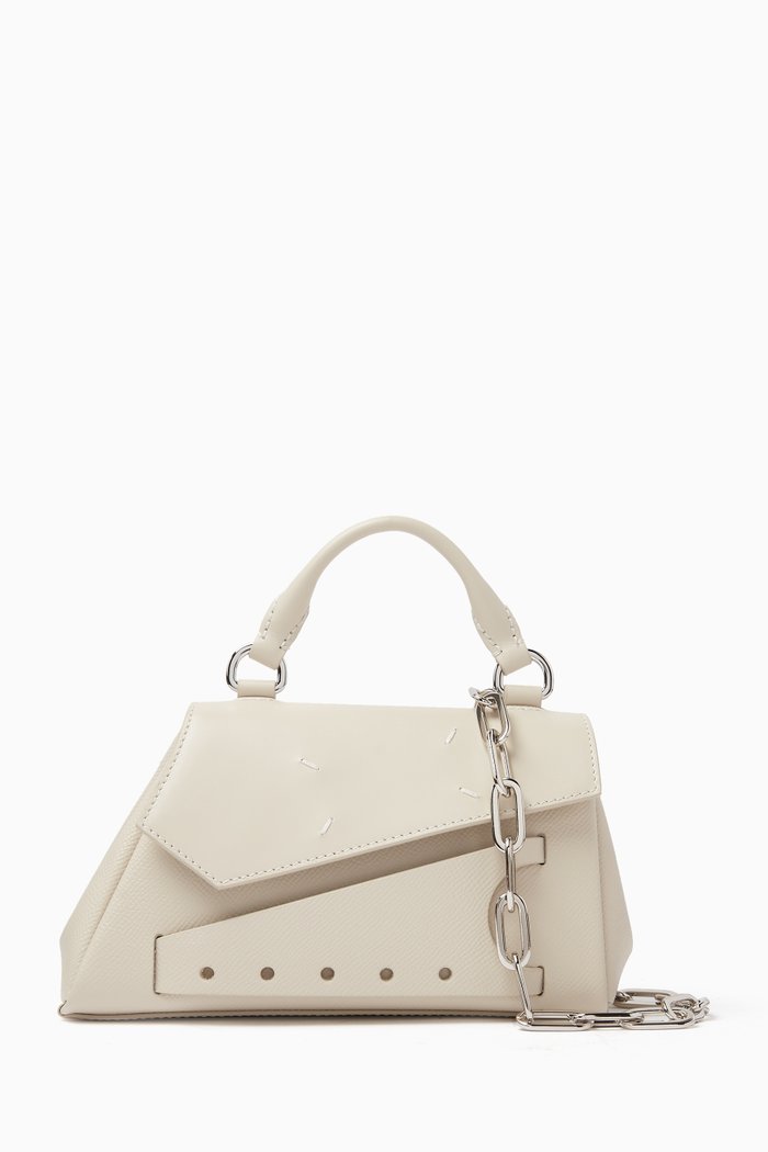 

Snatched Asymmetric Micro Handbag in Leather, Neutral