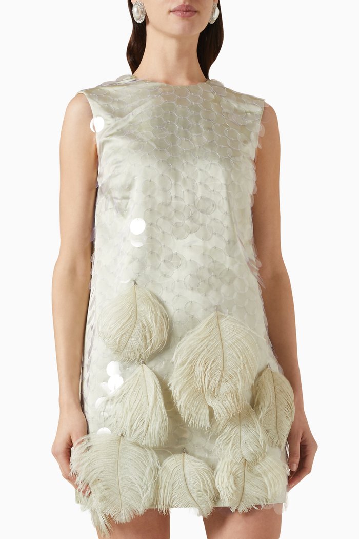 

Tona Mini Dress in Sequin, White