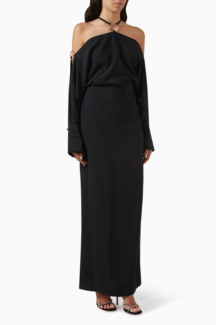 

Volturno Maxi Dress in Crepe Cady, Black