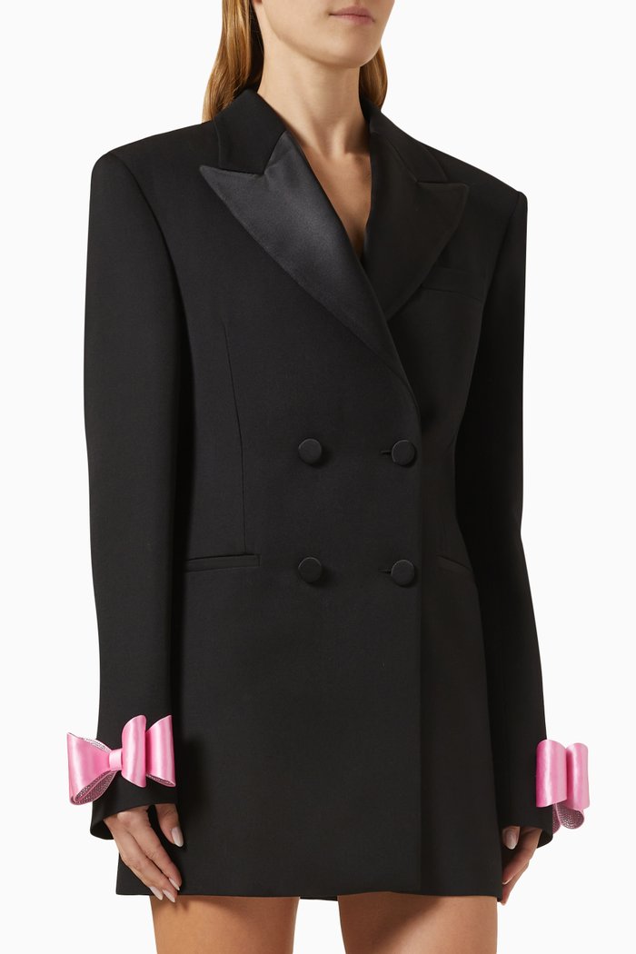 

Cadeau Bow-embellished Blazer Mini Dress in Wool, Black