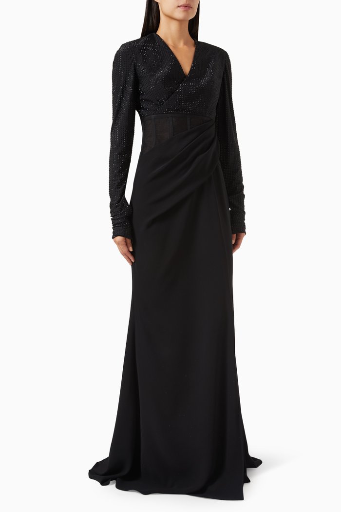 

Sequin Corset Gown, Black