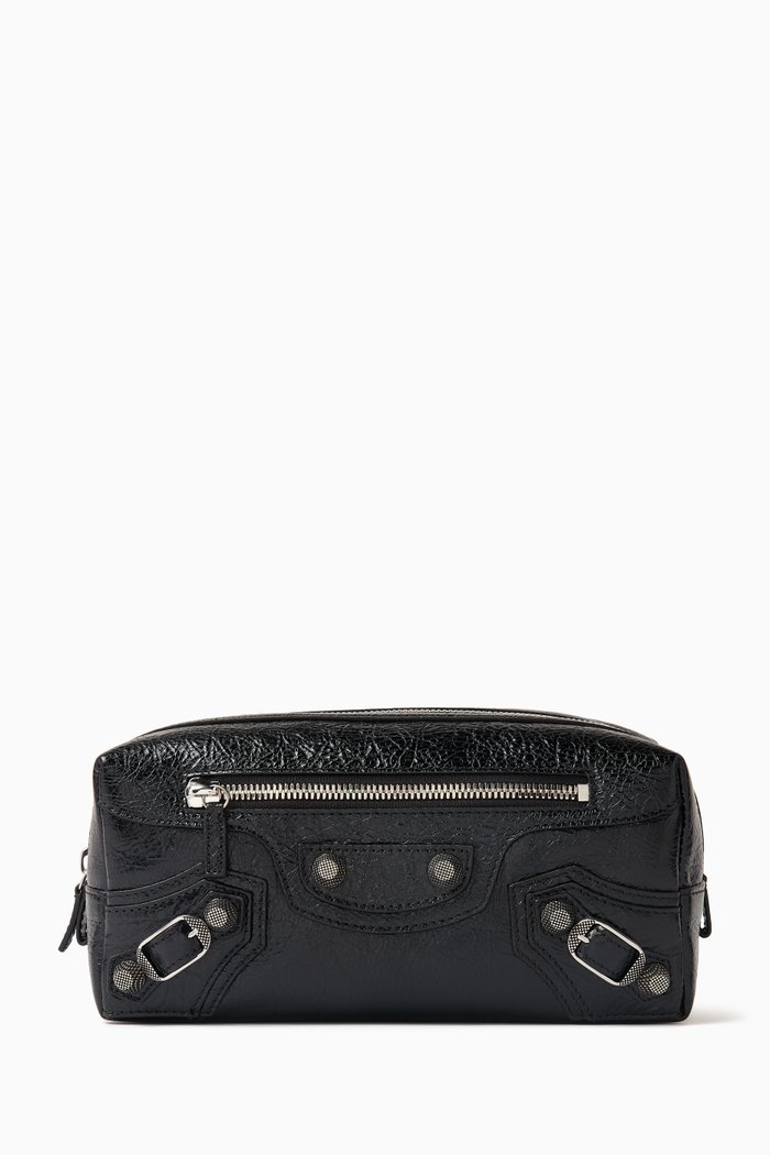

Le Cagole Toiletry Pouch in Lambskin Leather, Black