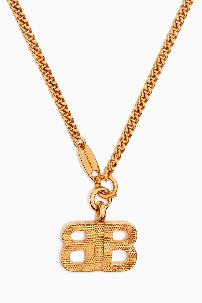 BB Pendant Necklace in Brass, Gold