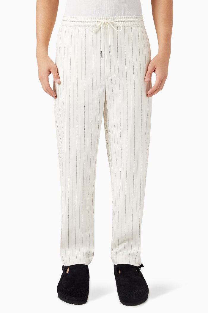 

Striped Barrow Pants in Cotton Blend, Neutral