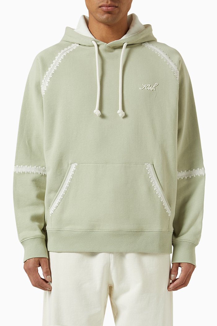 Vale Raglan Hoodie in Cotton Fleece, Green