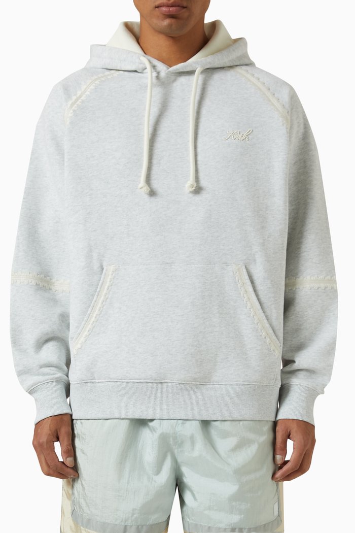 Vale Raglan Hoodie in Cotton Fleece, Grey