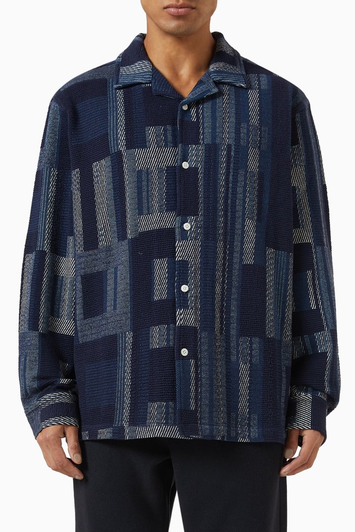 

Geometric Cohen Shirt in Cotton Knit, Blue